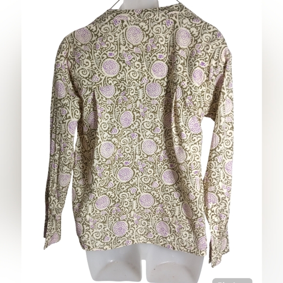 Chloé Beige Pink Floral Print Blouse Long Sleeve Button Front Size 34(0-2) - Picture 6 of 6